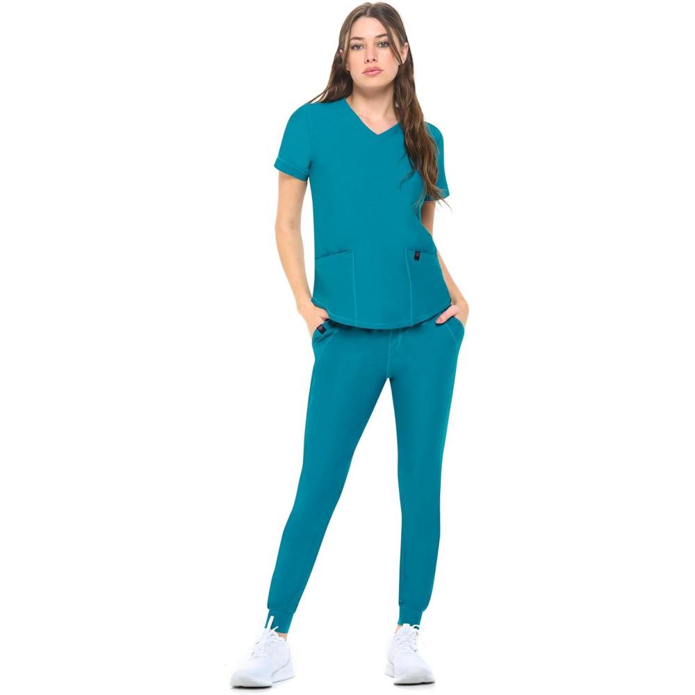 imageNatural Uniforms Ultra Stretch Womens Jogger Scrub SetTeal