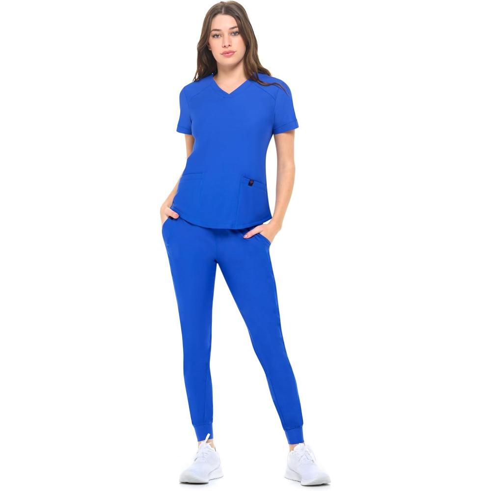 imageNatural Uniforms Ultra Stretch Womens Jogger Scrub SetTrue Royal Blue