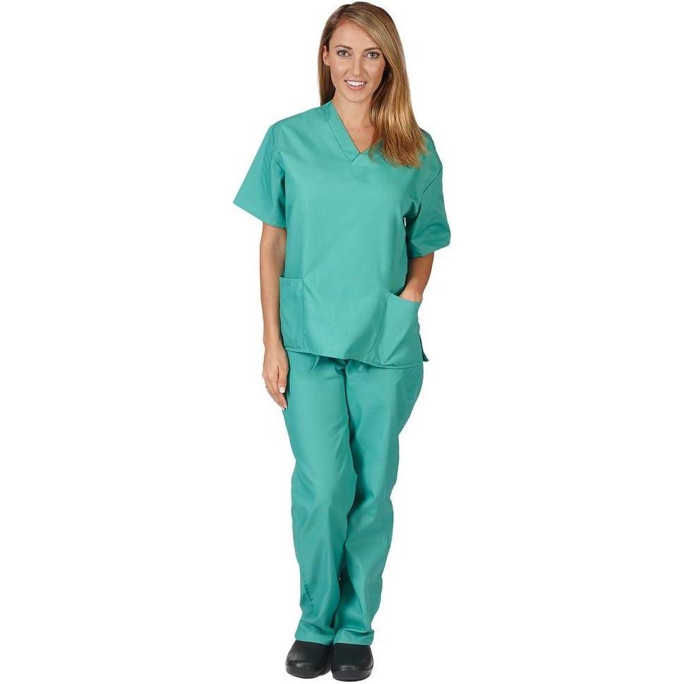 imageNatural Uniforms Women Scrub Set Medical Scrub Top and PantLime Green