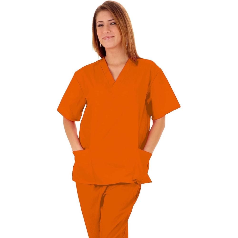imageNatural Uniforms Womens Scrub Set Medical Scrub Top and Pants XS TO 3XLOrange
