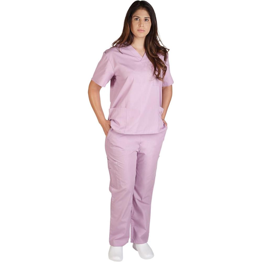 imageNatural Uniforms Womens Scrub Set Medical Scrub Top and PantsLilac