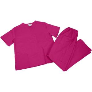 NATURAL UNIFORMS Women’s Scrub Set Medical Scrub Top and Pants Hot Pink