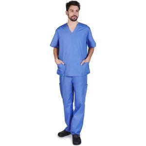 Natural Uniforms Comfortable Fit Men’s Workwear Uniform 8 Pocket Top and Pant Set(Ceil Blue)