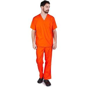 Natural Uniforms Comfortable Fit Men’s Workwear Uniform 8 Pocket Top and Pant Set(Orange)