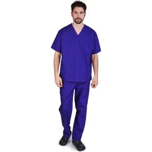 Natural Uniforms Comfortable Fit Men’s Workwear Uniform 8 Pocket Top and Pant Set(Purple)