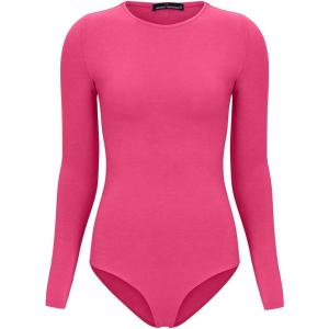 Natural Uniforms M&M Scrubs Long Sleeve Body Suit-Breathable Cotton Stretch(Hot Pink)