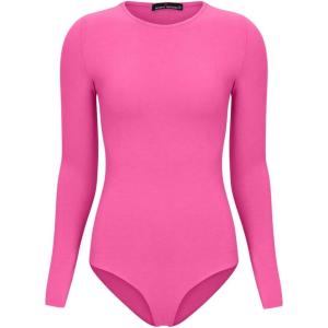 Natural Uniforms M&M Scrubs Long Sleeve Body Suit-Breathable Cotton Stretch(Neon Pink)