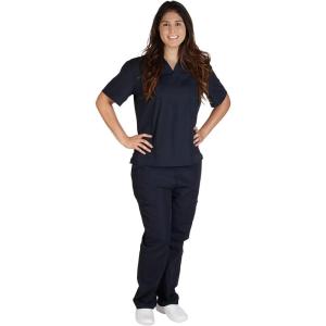 Natural Uniforms Men’s Scrub Set Medical Scrub Top and Pants(Navy Blue)
