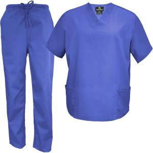 Natural Uniforms Men’s Scrub Set Medical Scrub Tops and Pants(Ceil Blue)