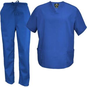 Natural Uniforms Men’s Scrub Set Medical Scrub Tops and Pants(Dark Royal)