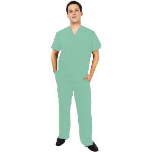 Natural Uniforms Men’s Scrub Set Medical Scrub Tops and Pants(Surgical Green)