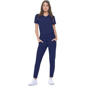 Natural Uniforms Ultra Stretch Form Fitting Womens Scrub Set (True Navy Blue, Medium)(True Navy Blue)