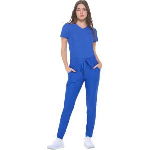 Natural Uniforms Ultra Stretch Form Fitting Womens Scrub Set (True Navy Blue, Medium)(True Royal Blue)