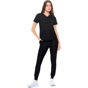 Natural Uniforms Ultra Stretch Womens Jogger Scrub Set(Black)