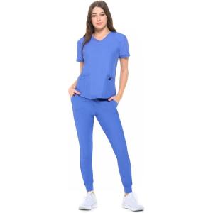 Natural Uniforms Ultra Stretch Womens Jogger Scrub Set(Ceil Blue)