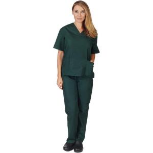 Natural Uniforms Women Scrub Set Medical Scrub Top and Pant(Hunter Green)