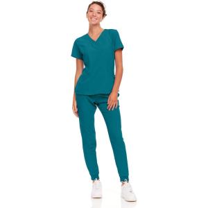 Natural Uniforms Womens Cool Stretch Jogger Scrub Set with Regular and Petite Sizes(Teal)