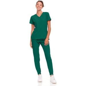 Natural Uniforms Womens Cool Stretch Jogger Scrub Set with Regular and Petite Sizes(True Hunter Green)