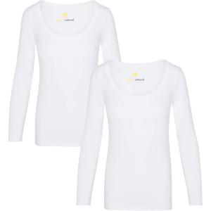 Natural Uniforms Women’s Long Sleeve Extra Wide Scoop-Neck T-Shirt Under Scrub(2pk-white)
