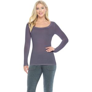 Natural Uniforms Women’s Long Sleeve Extra Wide Scoop-Neck T-Shirt Under Scrub(Charcoal)