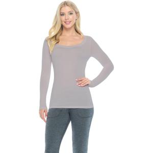 Natural Uniforms Women’s Long Sleeve Extra Wide Scoop-Neck T-Shirt Under Scrub(Grey)
