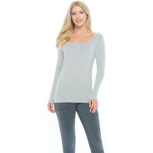 Natural Uniforms Women’s Long Sleeve Extra Wide Scoop-Neck T-Shirt Under Scrub(Heather Charcoal)