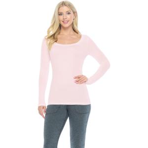 Natural Uniforms Women’s Long Sleeve Extra Wide Scoop-Neck T-Shirt Under Scrub(Pink)