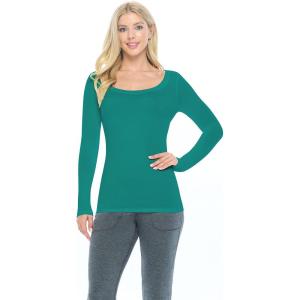 Natural Uniforms Women’s Long Sleeve Extra Wide Scoop-Neck T-Shirt Under Scrub(True Hunter Green)