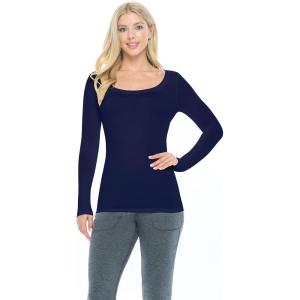 Natural Uniforms Women’s Long Sleeve Extra Wide Scoop-Neck T-Shirt Under Scrub(True Navy Blue)
