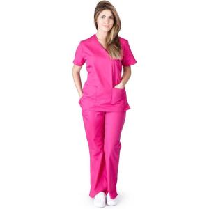 Natural Uniforms Women’s Mock Wrap Scrub Set(Hot Pink)