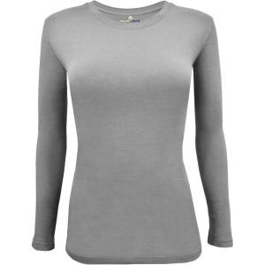 Natural Uniforms Women’s Plus Size Under Scrub Tee Crew Neck Long Sleeve T-Shirt Sizes XL to 5X(Grey)