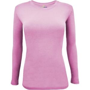 Natural Uniforms Women’s Plus Size Under Scrub Tee Crew Neck Long Sleeve T-Shirt Sizes XL to 5X(Pink)