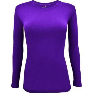 Natural Uniforms Women’s Plus Size Under Scrub Tee Crew Neck Long Sleeve T-Shirt Sizes XL to 5X(Purple)