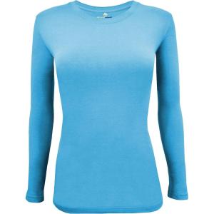 Natural Uniforms Women’s Plus Size Under Scrub Tee Crew Neck Long Sleeve T-Shirt Sizes XL to 5X(Water Blue)