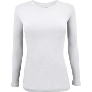 Natural Uniforms Women’s Plus Size Under Scrub Tee Crew Neck Long Sleeve T-Shirt Sizes XL to 5X(White)