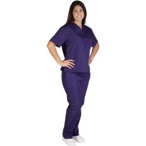 Natural Uniforms Women’s Scrub Set Medical Scrub Top and Pants(Purple)