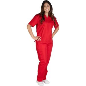 Natural Uniforms Women’s Scrub Set Medical Scrub Top and Pants(Red)