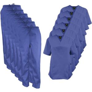 Natural Uniforms Women’s Scrub Set Medical Scrub Tops and Pants – Pack of 6 Set(Ceil Blue)