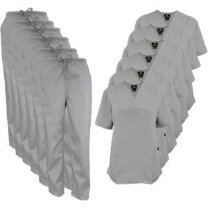 Natural Uniforms Women’s Scrub Set Medical Scrub Tops and Pants – Pack of 6 Set(Grey)