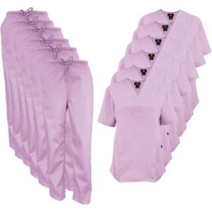 Natural Uniforms Women’s Scrub Set Medical Scrub Tops and Pants – Pack of 6 Set(Lilac)