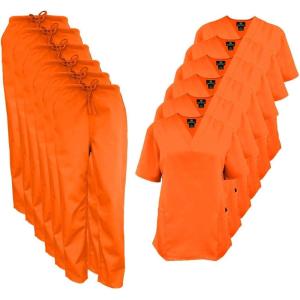 Natural Uniforms Women’s Scrub Set Medical Scrub Tops and Pants – Pack of 6 Set(Orange)