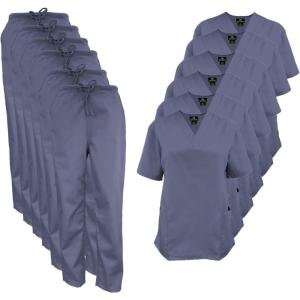 Natural Uniforms Women’s Scrub Set Medical Scrub Tops and Pants – Pack of 6 Set(Pewter Charcoal)