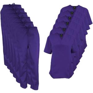 Natural Uniforms Women’s Scrub Set Medical Scrub Tops and Pants – Pack of 6 Set(Purple)