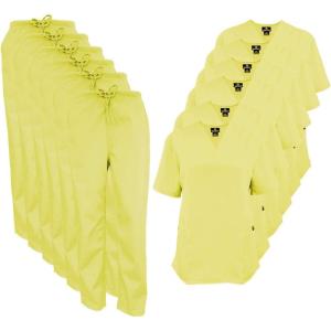 Natural Uniforms Women’s Scrub Set Medical Scrub Tops and Pants – Pack of 6 Set(Yellow)
