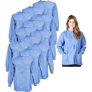 Natural Uniforms Women’s Scrub Warm Up Jacket Pack of 12 Set(Ceil Blue)