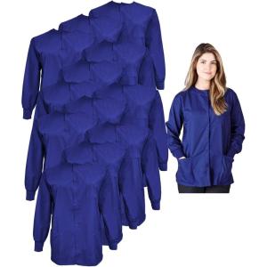 Natural Uniforms Women’s Scrub Warm Up Jacket Pack of 12 Set(True Navy Blue)