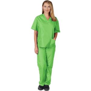 Natural Uniforms Women’s Solid V-Neck Scrub Set Medical Scrub Tops and Pants(Lime)