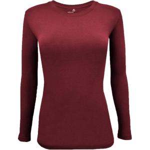 Natural Uniforms Women’s Under Scrub Tee Crew Neck Long Sleeve T-Shirt(Burgundy)