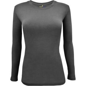 Natural Uniforms Women’s Under Scrub Tee Crew Neck Long Sleeve T-Shirt(Charcoal)