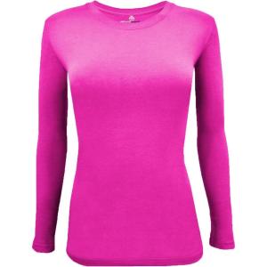 Natural Uniforms Women’s Under Scrub Tee Crew Neck Long Sleeve T-Shirt(Neon Pink)